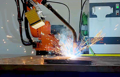 Robotic welding equipment inside the Zhongyuan manufacturing base